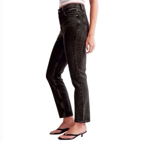 Abercrombie Fitch 00 Short (24S) Mom High Rise Jeans Curve Love Women’s Black - Picture 9 of 9